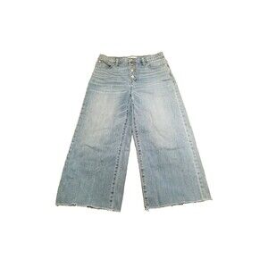 Madewell Jeans Women's Size 30 Wide Leg Crop Raw Hem Button Fly Stretch (32x24)